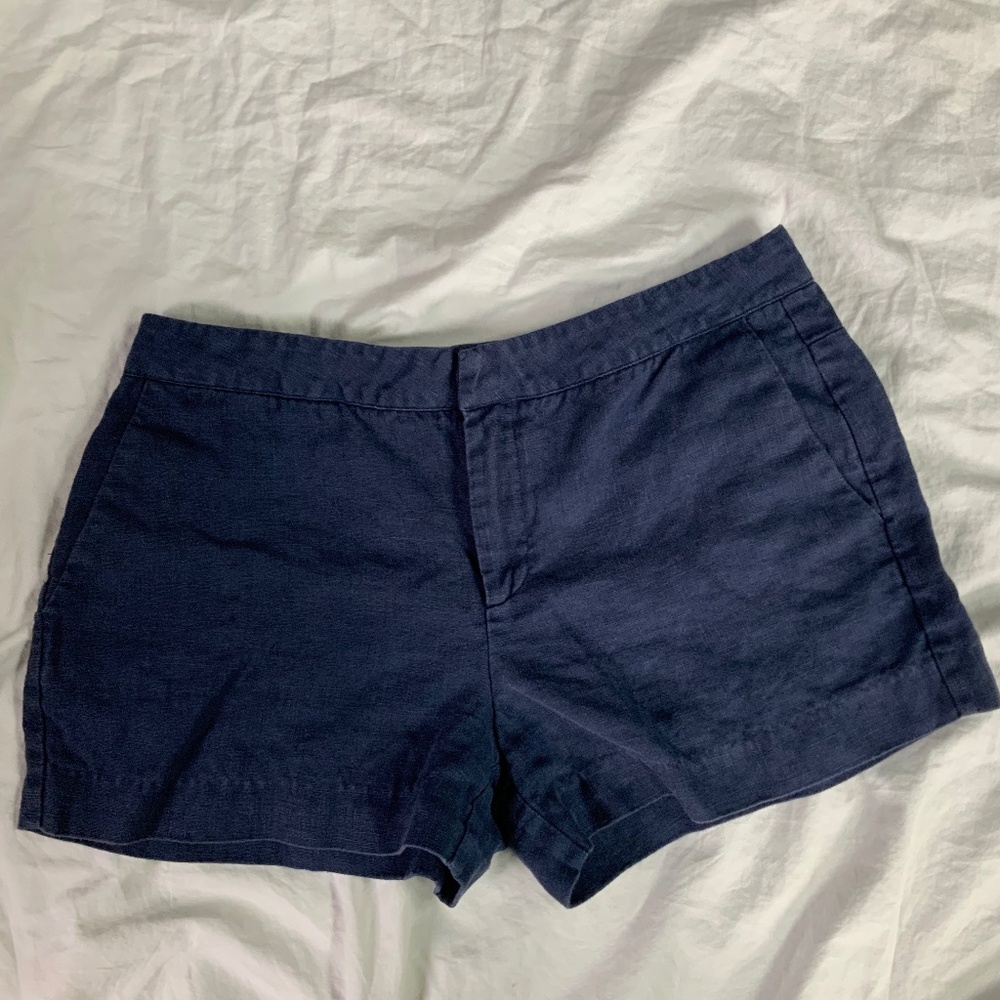 Navy Blue Merci Linen Shorts by Joie